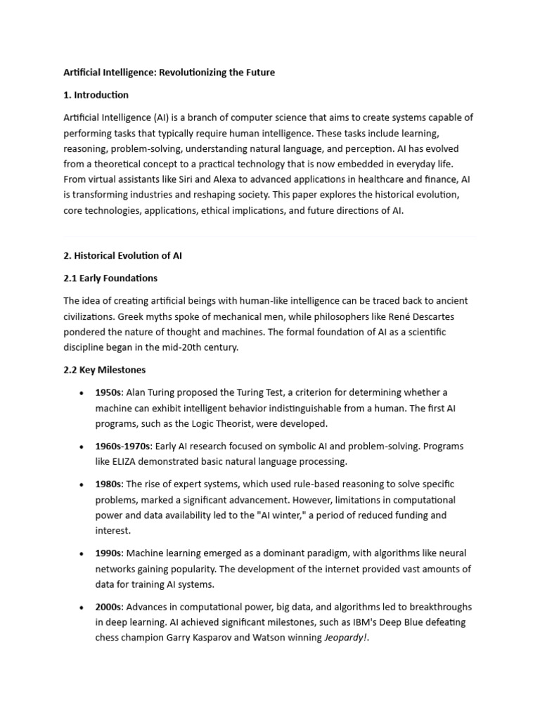 AI: Transforming Industries and Society | PDF | Artificial Intelligence ...