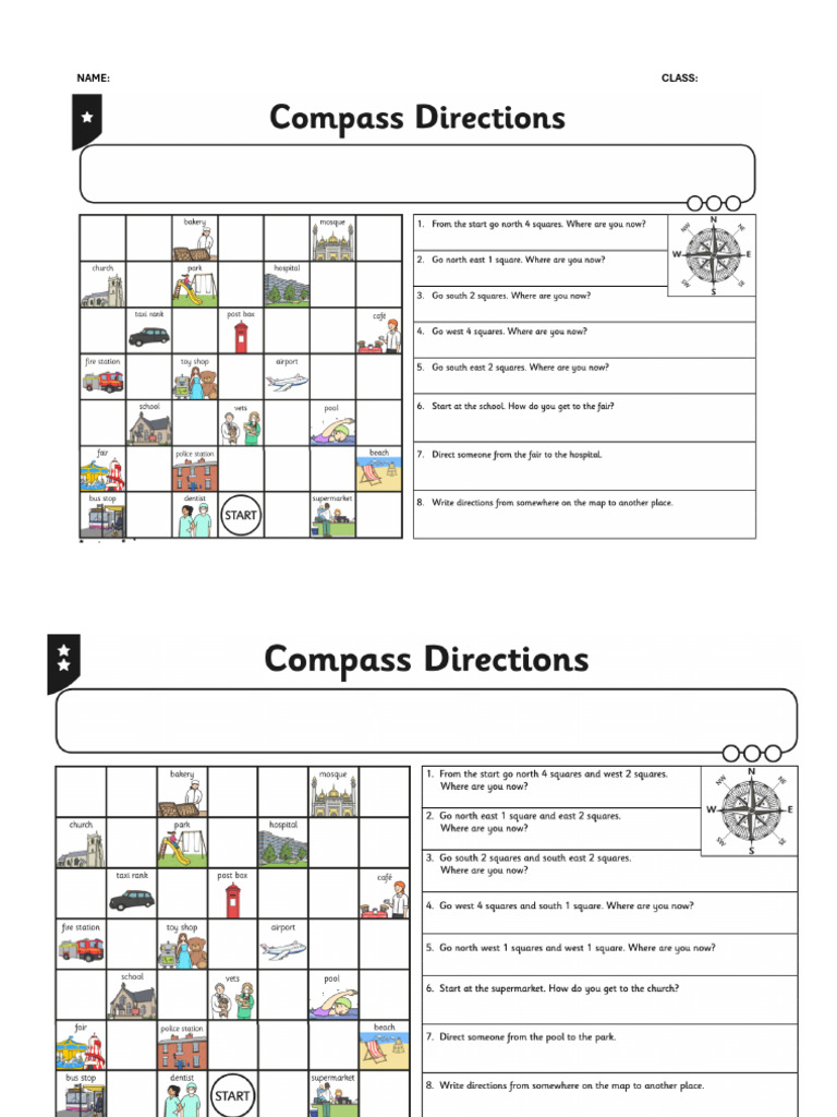 Cardinal Directions Map Worksheet | PDF