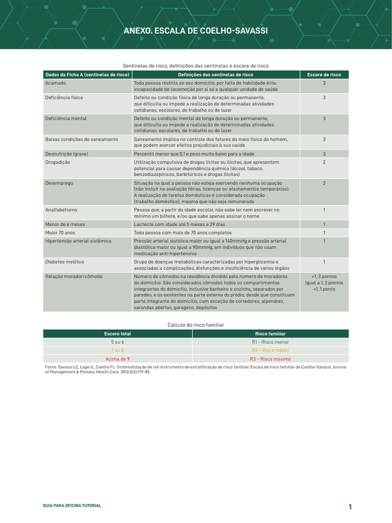 Escala de Risco Familiar Coelho-Savassi | PDF | Hipertensão | Doenças e ...