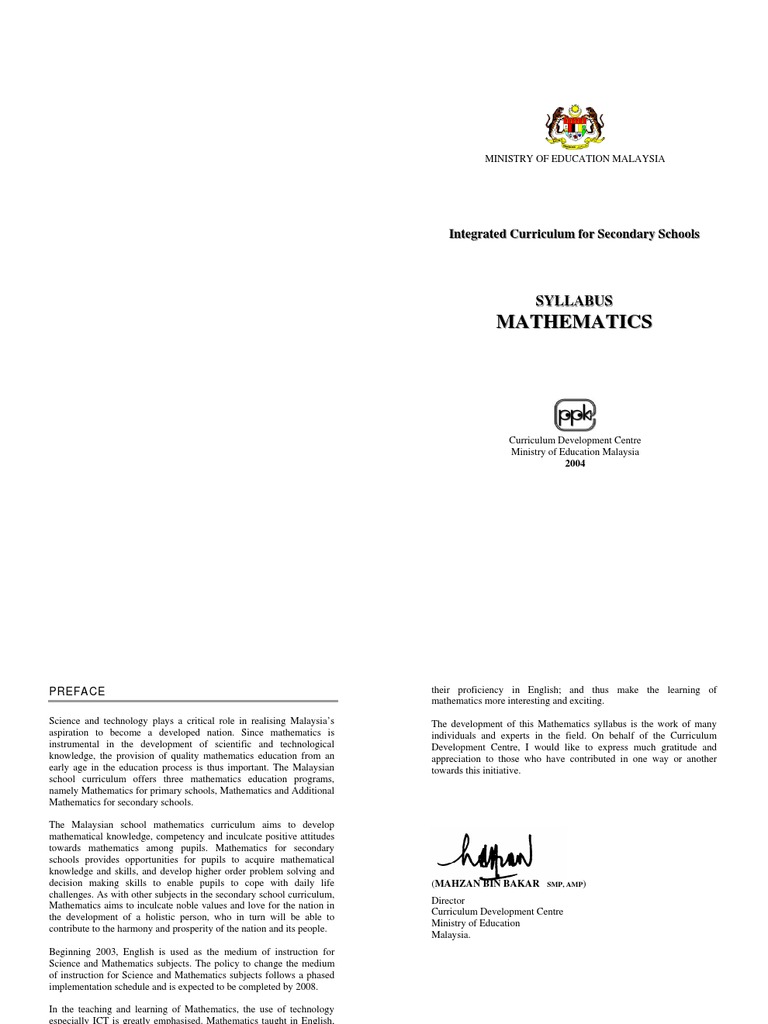 KBSM Maths Syllabus  Matriks (Matematika)  Segitiga