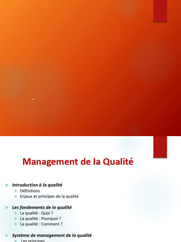 Cours sur le Management de la Qualité | PDF | Management de la qualité ...