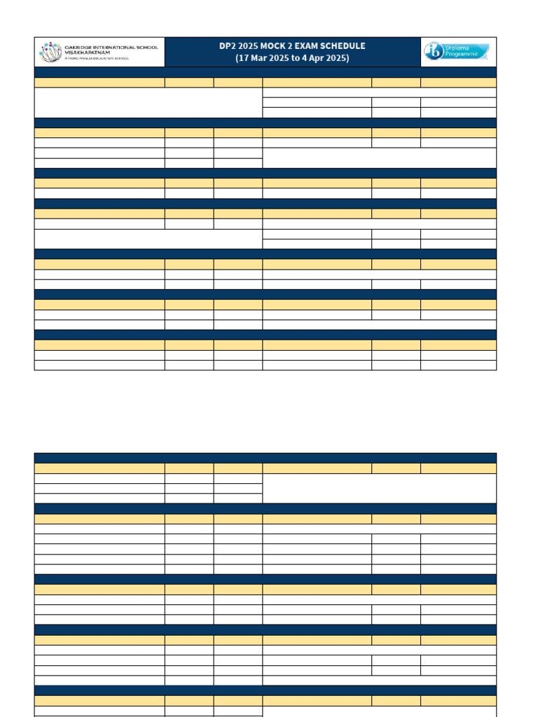 DP 2025 Exam Schedule Overview | PDF