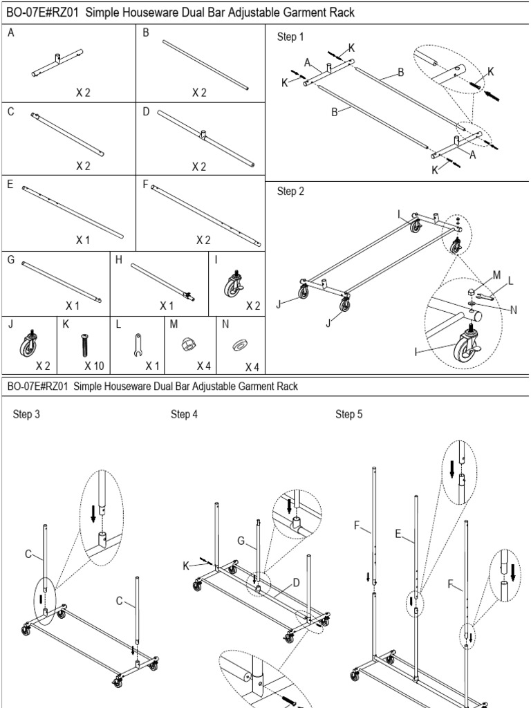 Adjustable Garment Rack Assembly Guide | PDF