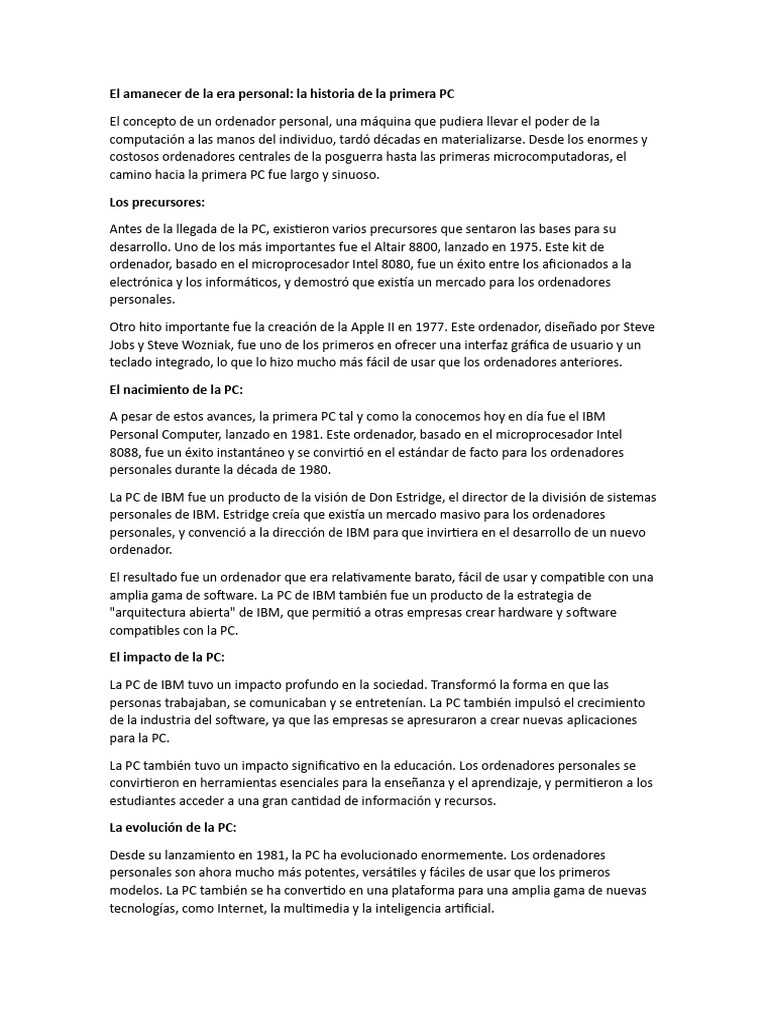 El Amanecer de La Era Personal | PDF | Computadoras personales | Ibm