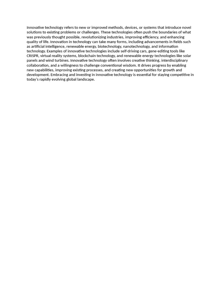 Understanding Innovative Technology | PDF