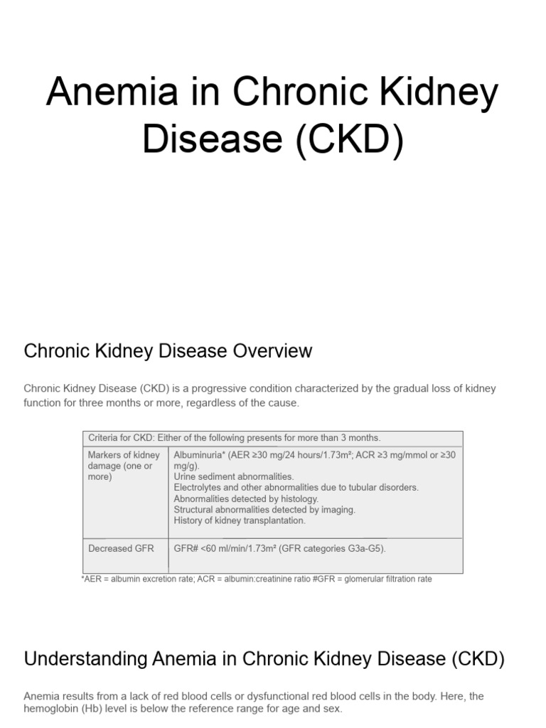 Anemia in Chronic Kidney Disease (CKD) | PDF | Chronic Kidney Disease ...