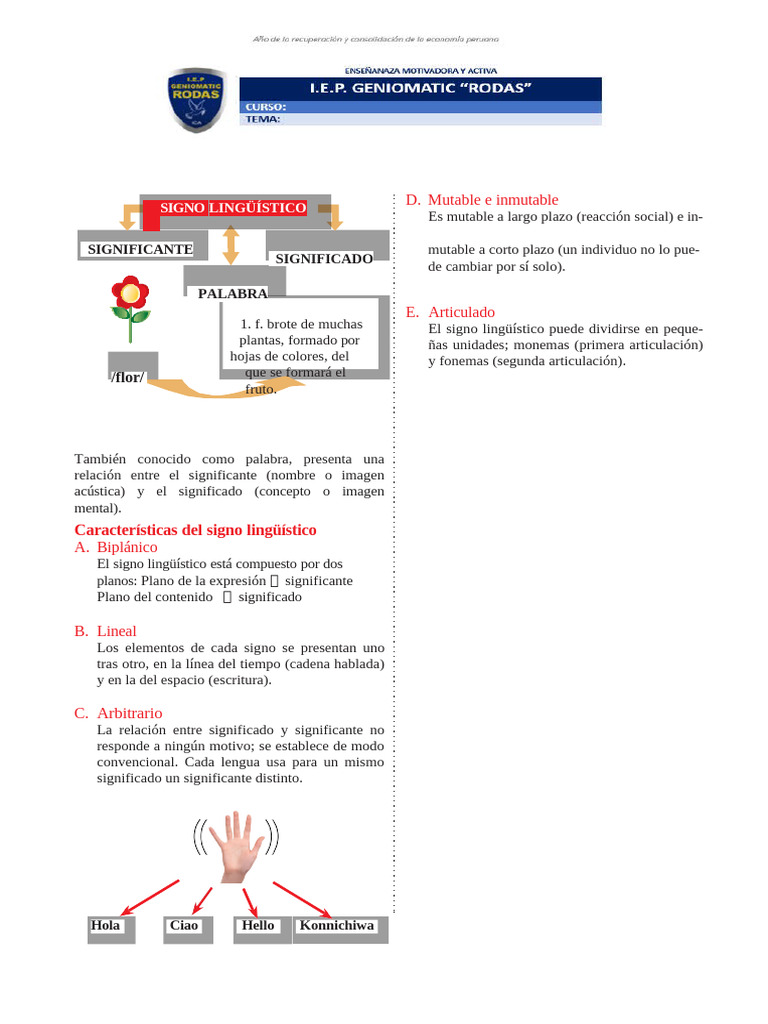 Signo Lingüístico: Mutabilidad e Inmutabilidad | PDF | Palabra ...