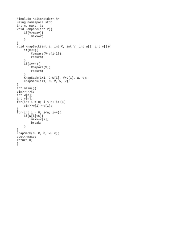 Bài Toán Cái Túi C++ | PDF