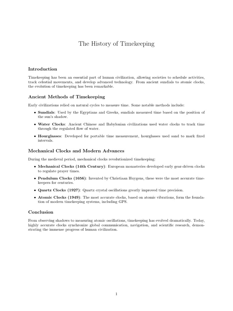 Evolution of Timekeeping Devices | PDF