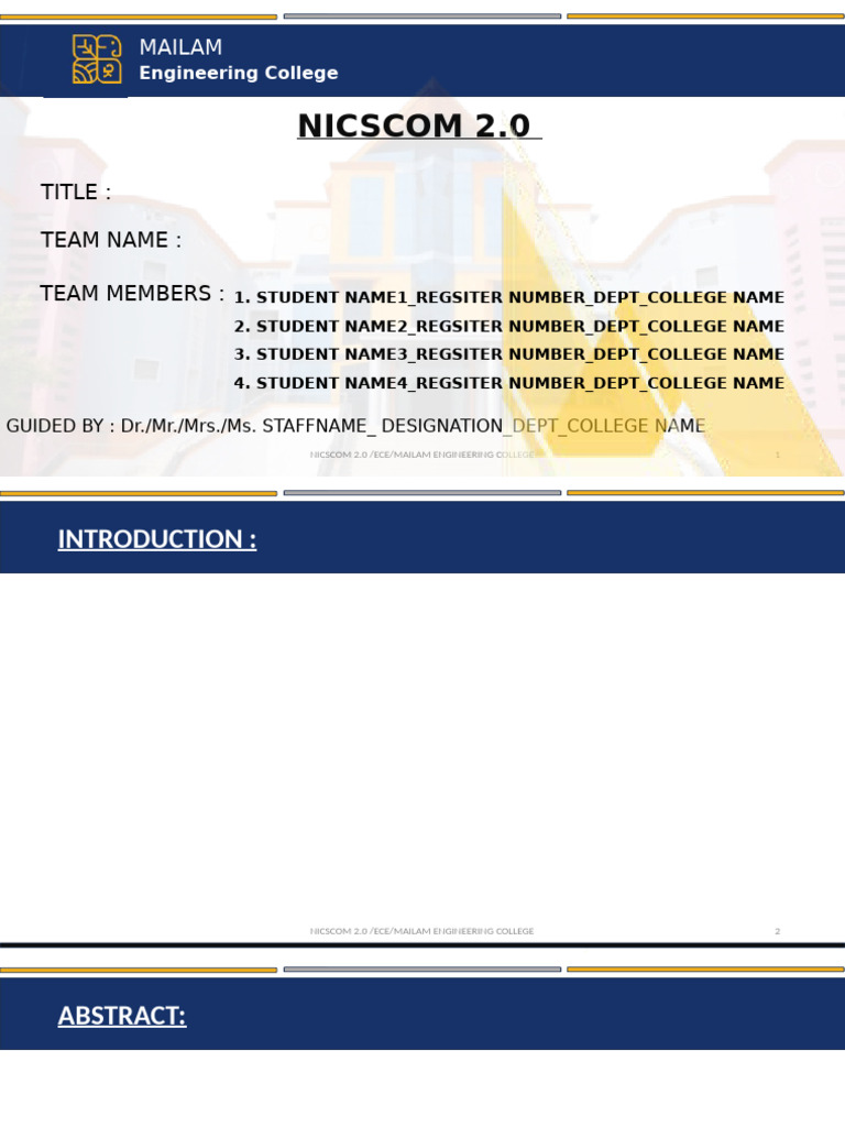 Nicscom 2.0 PPT Template 2025-1 | PDF