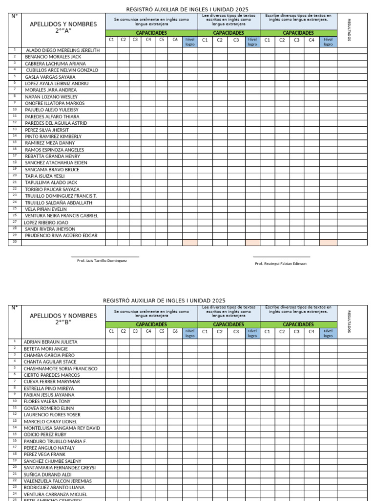 Registro Auxiliar Inglés Secundaria 2025 | PDF | Idiomas del Reino Unido