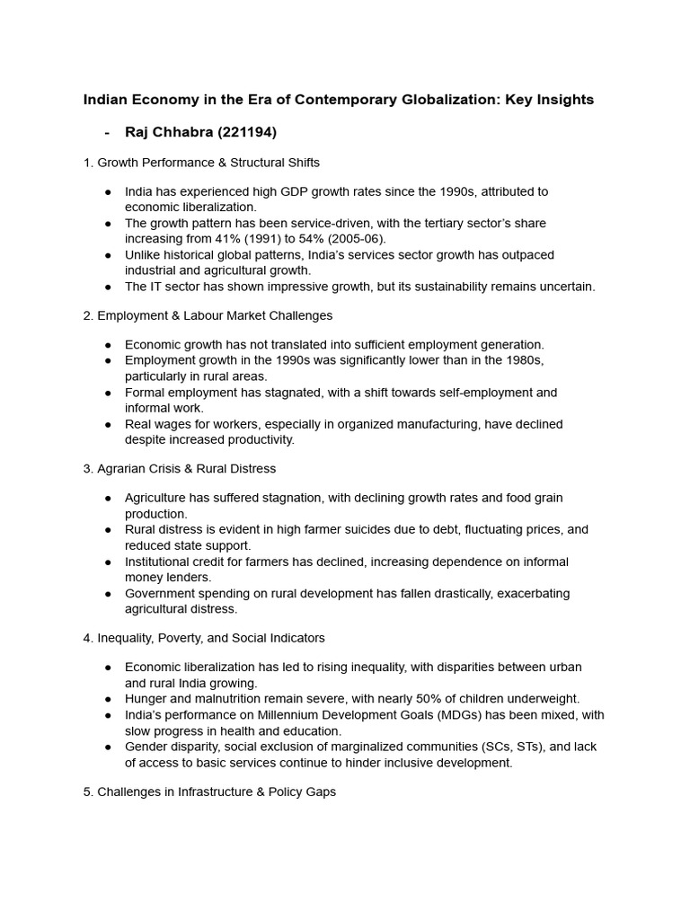 Indian Economy: Growth and Challenges | PDF | Economic Growth ...