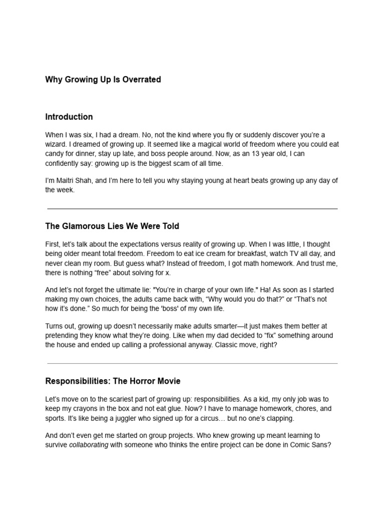 Why Growing Up Is Overrated | PDF