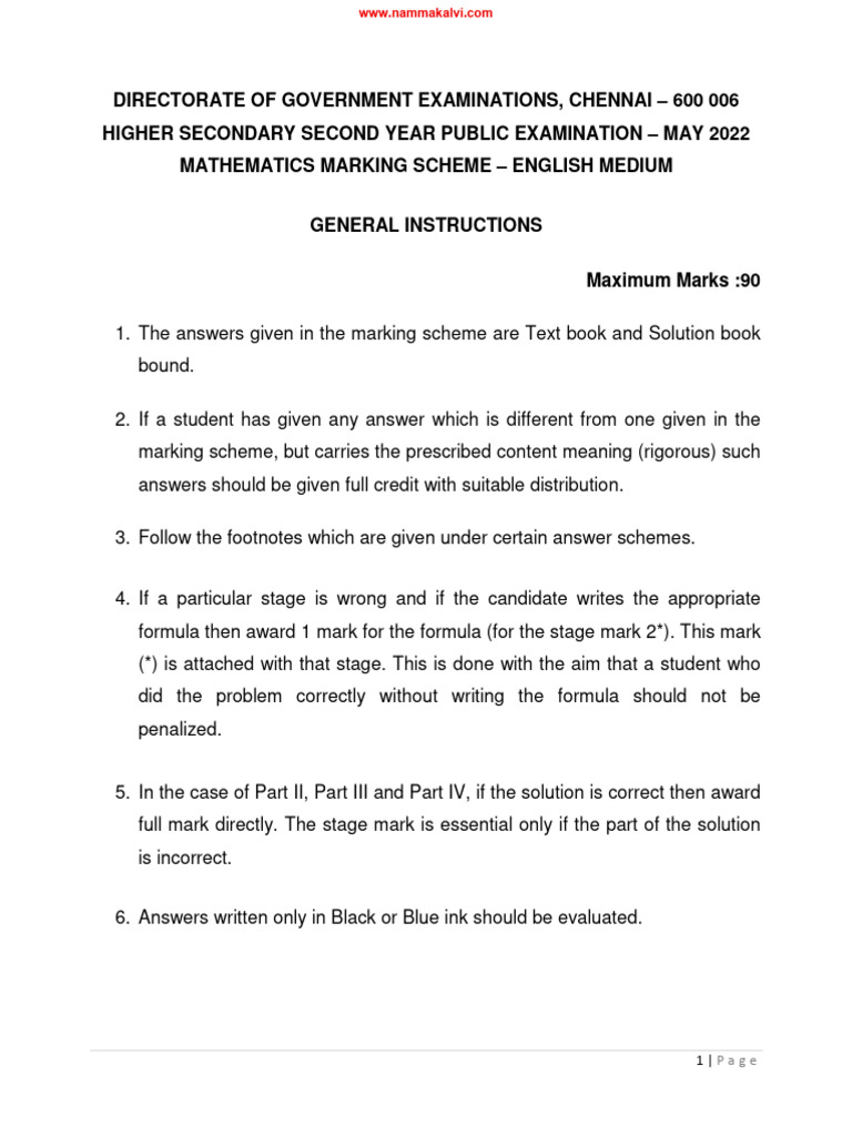 12th Maths Public Exam Answer Key 2022 | PDF | Applied Mathematics ...