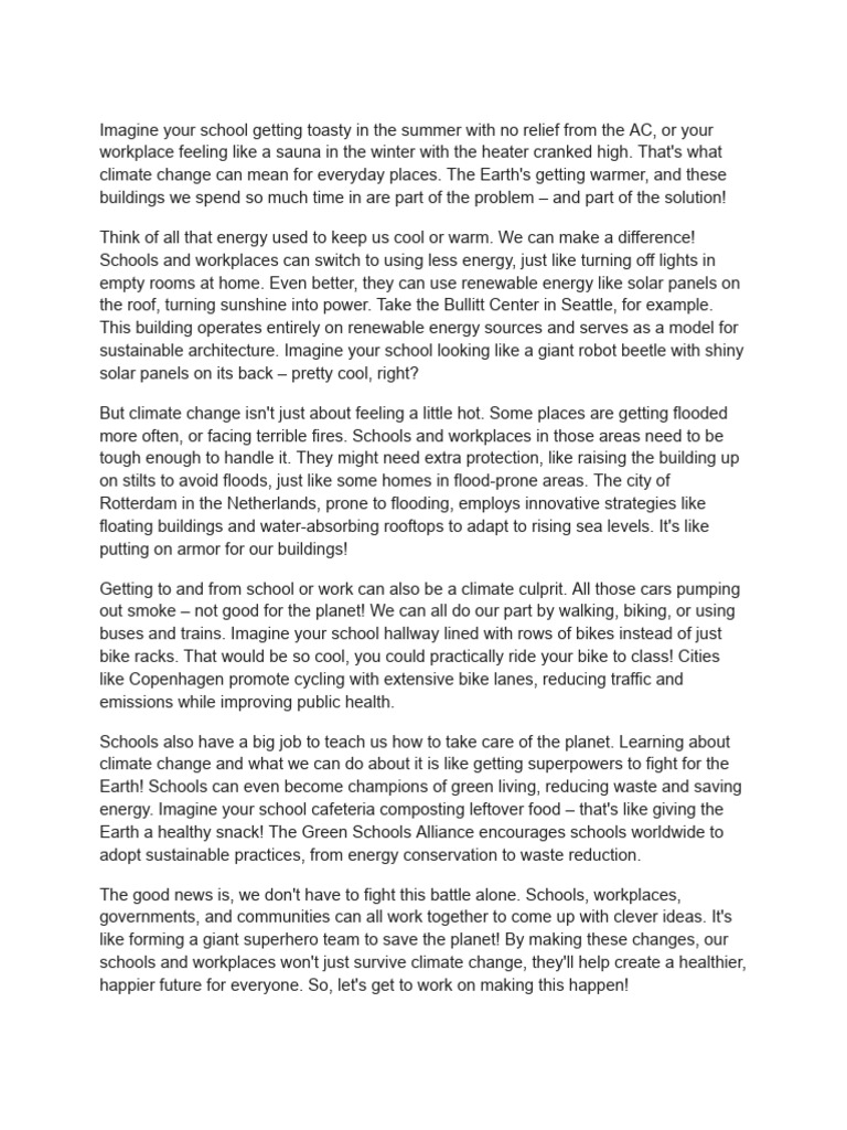 Sustainable Solutions for Schools and Workplaces | PDF | Climate Change ...