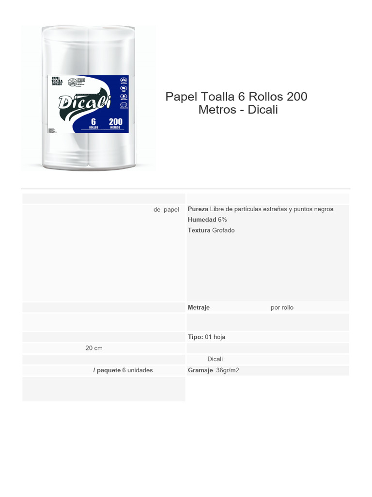 FT PAPEL TOALLA - Dicali - Pronis | PDF