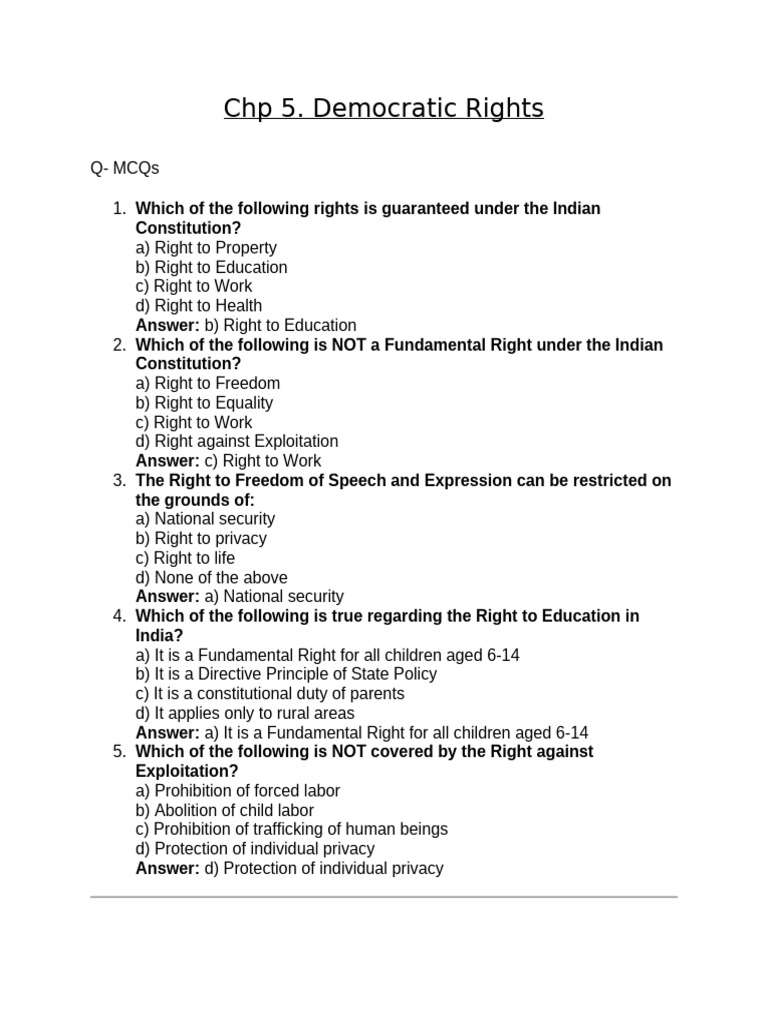 1736423179961.Chp 5 Democratic Rights Notes | PDF | Government And ...