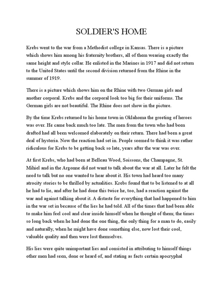 A Soldier's Home Full Text