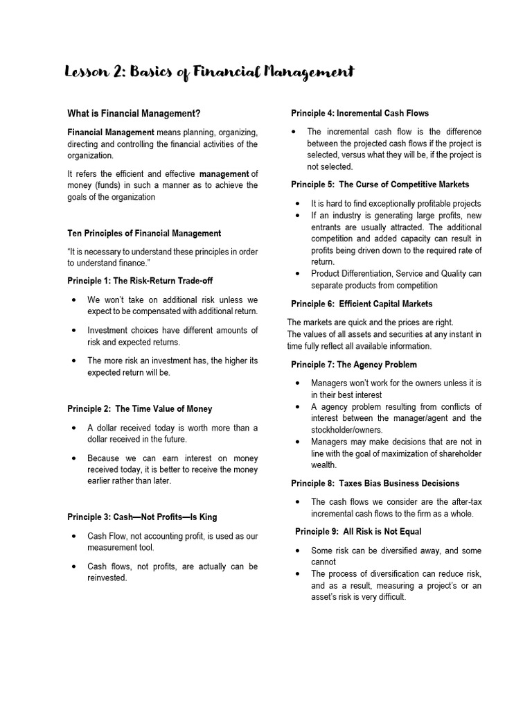 Financial Management Principles Explained | PDF | Investing | Equity ...