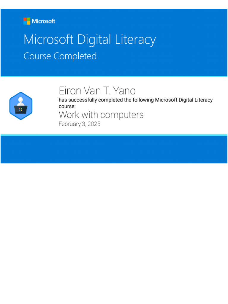 Microsoft Digital Literacy Working With Computers Pdf
