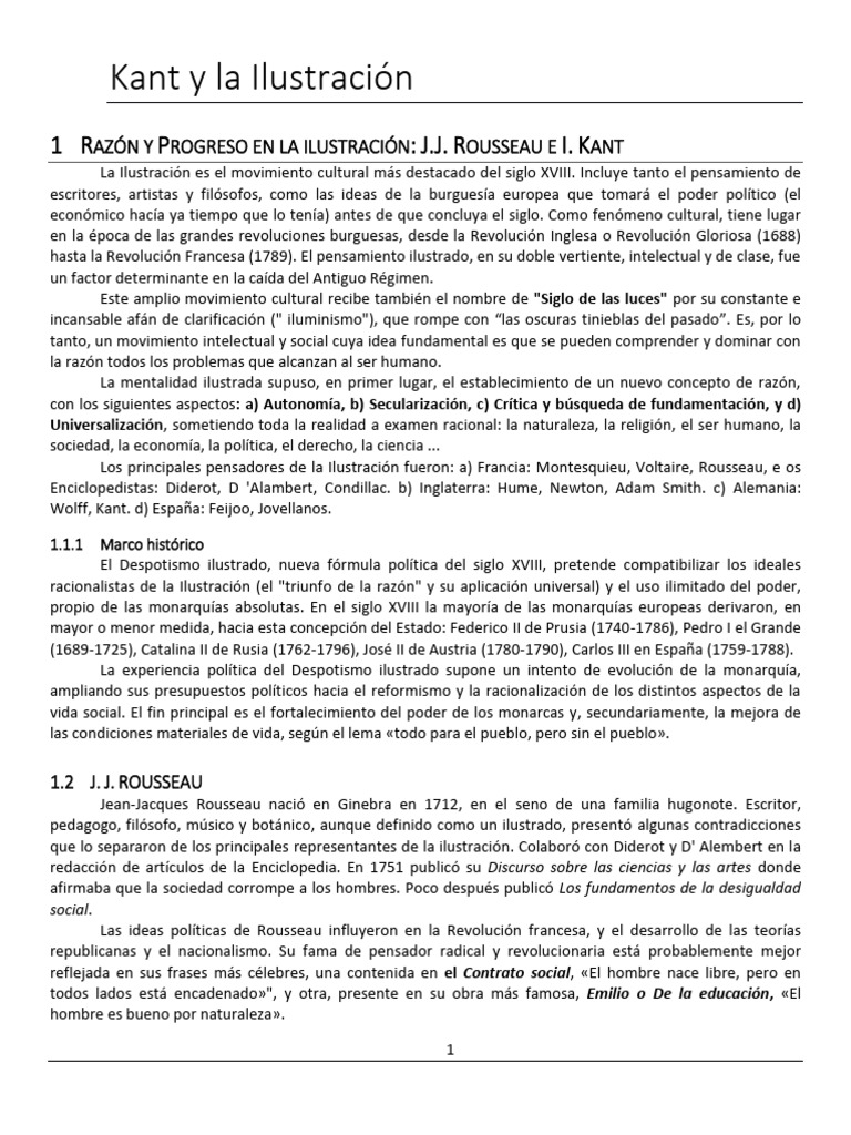 Kant y Rousseau en la Ilustración | PDF | Immanuel Kant | A priori y a ...