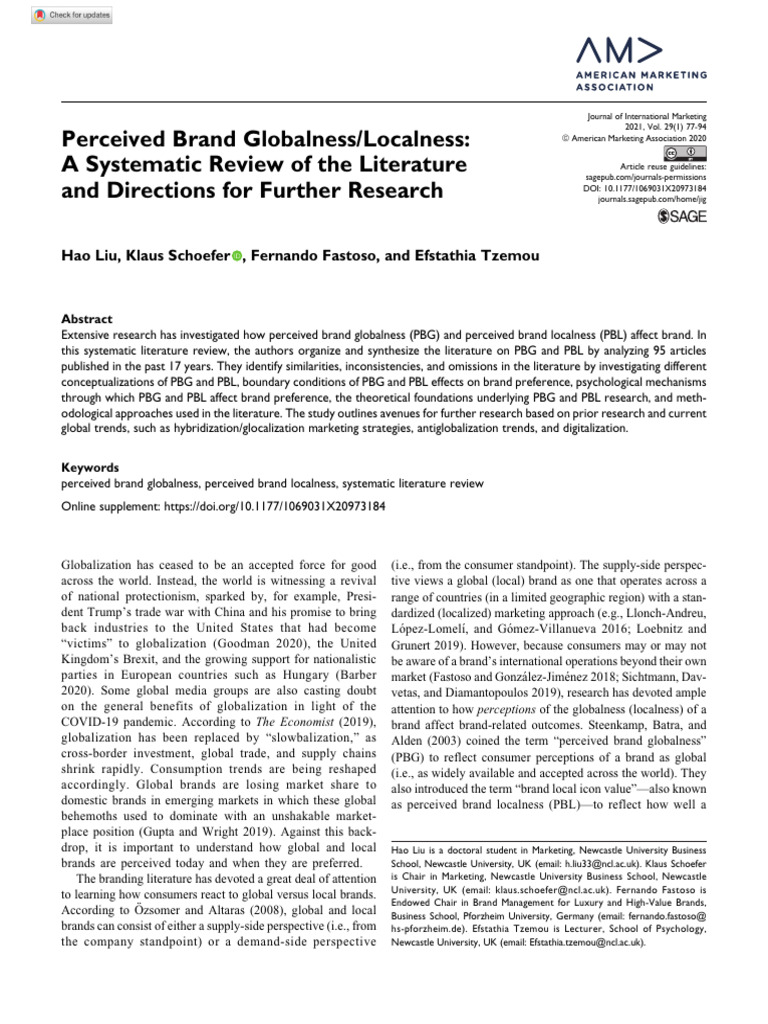 Brand Globalness vs. Localness Review | PDF | Brand | Marketing