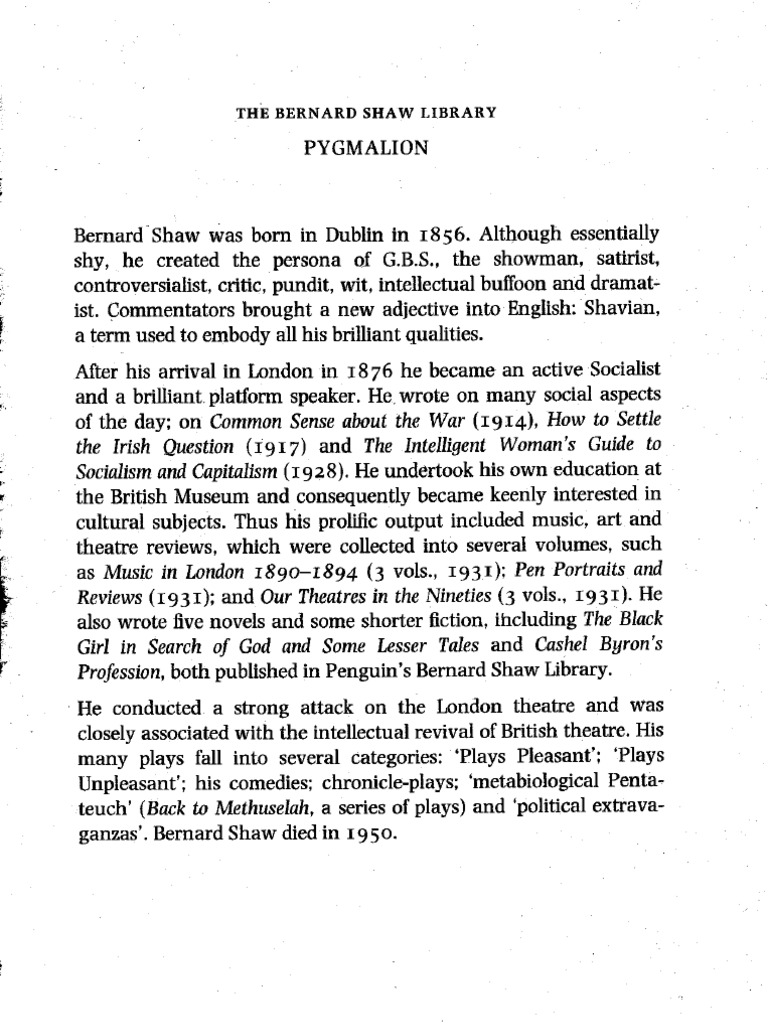 PYGMALION 073208 File1of3 | PDF | George Bernard Shaw | Shorthand