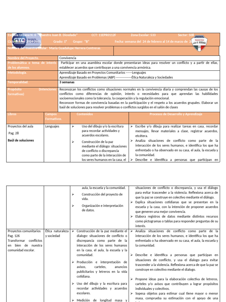 Proyecto de Convivencia Escolar 2024-2025 | PDF | Aprendizaje | Escuelas