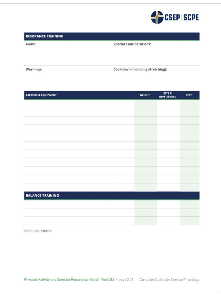 Exercise+Prescription+Card+ 2+of+2 | PDF
