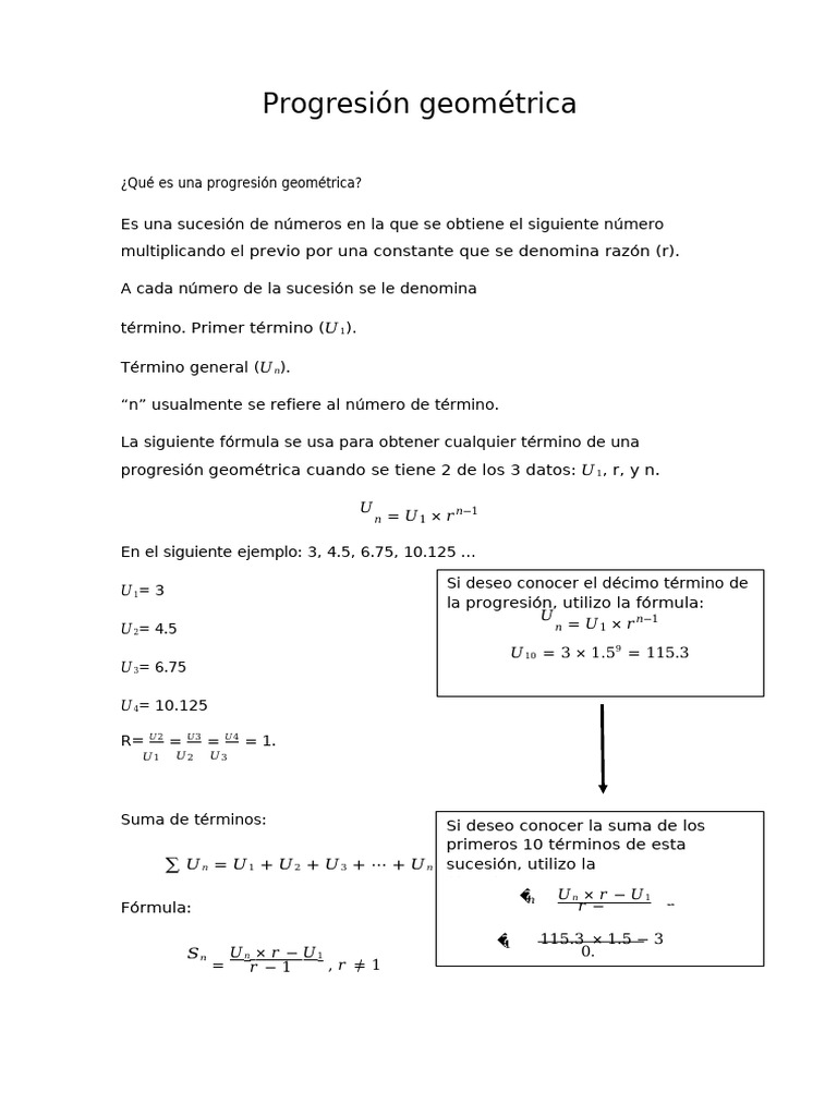 Progresión Geométrica, Teoria | PDF | Matemáticas | Análisis matemático