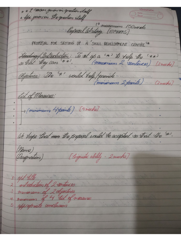 Proposal Writing Handwritten Notes | PDF