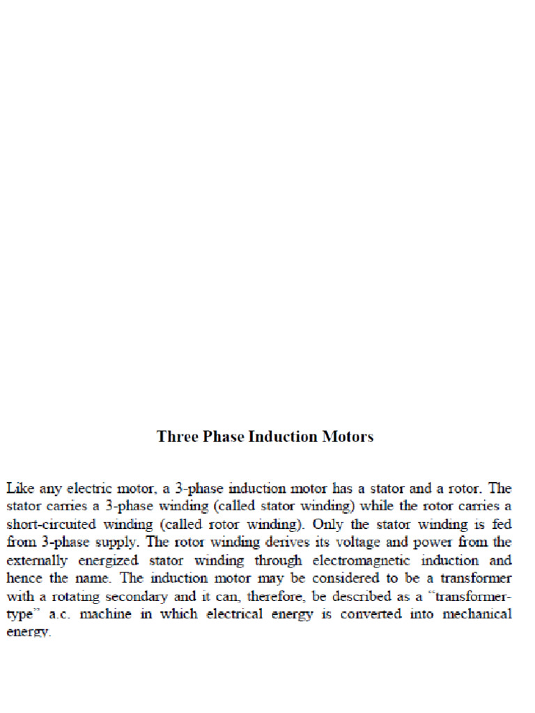 Three Phase Induction Motor Basics | PDF