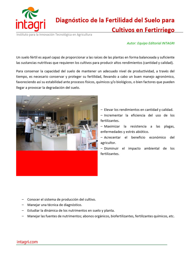 Diagnostico de La Fertilidad Del Suelo para Cultivos en Fertirriego ...