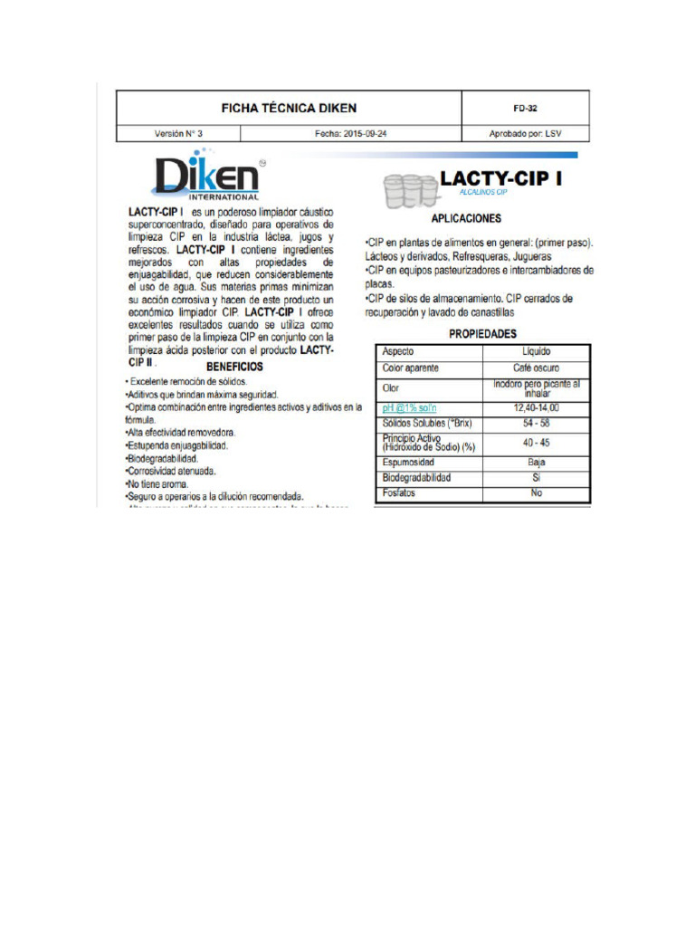 Ficha Tecnica Lacty Cip I | PDF