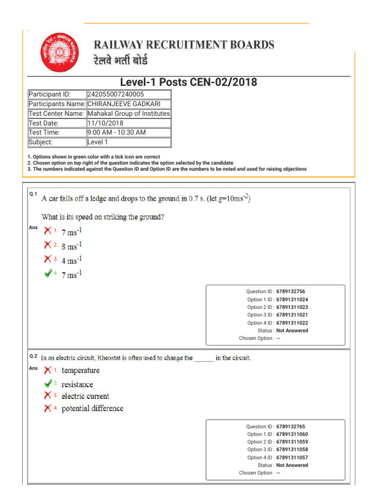 RRB Group D 2018 Question Paper PDF | PDF