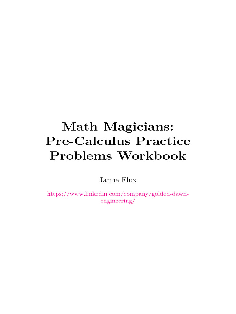 Pre-Calculus Practice Problems Workbook | PDF | Quadratic Equation ...