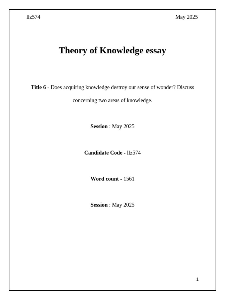 Knowledge vs. Wonder: A Dual Perspective | PDF | Knowledge | Cognition