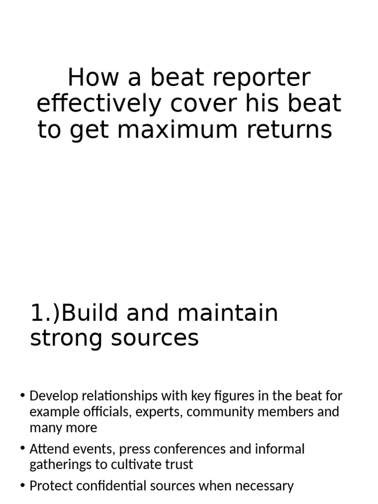 Effective Beat Reporting Strategies | PDF