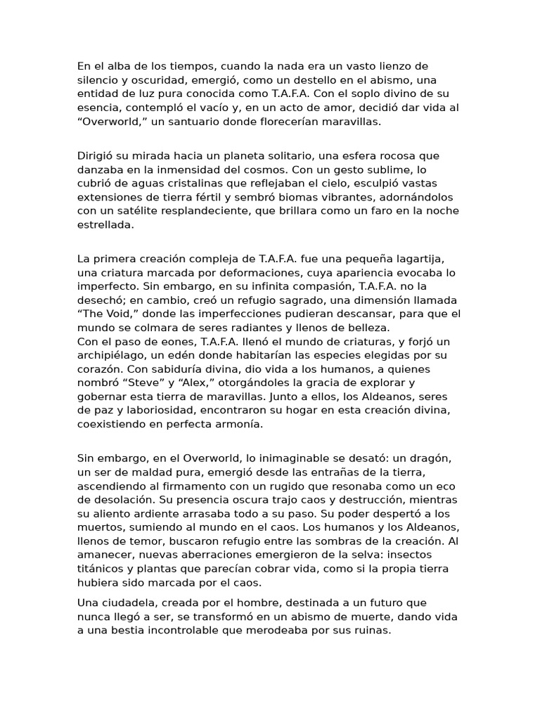 La Creación y Caos del Overworld | PDF