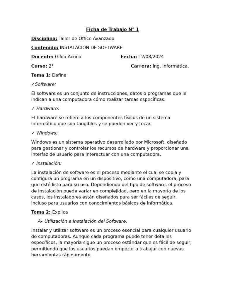 Instalación de Software en Windows | PDF | Software | Hardware de la ...