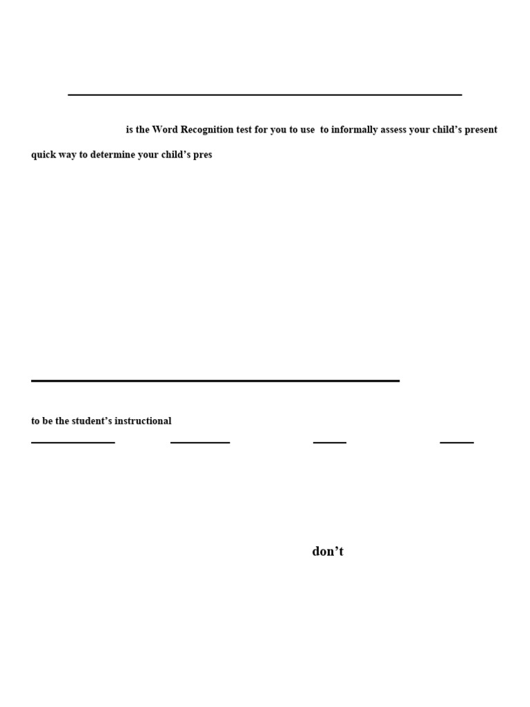 Quick Word Recognition Test Guide | PDF | Applied Psychology | Written ...