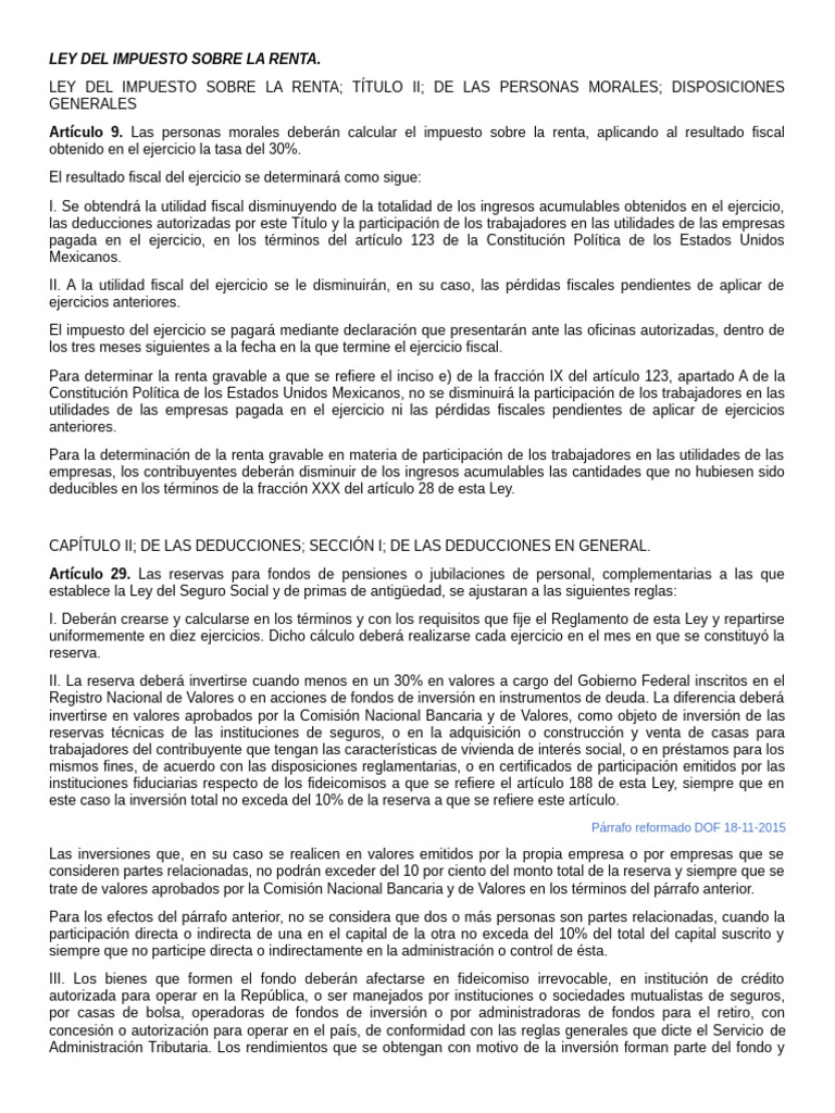 Ley del Impuesto sobre la Renta 2023 | PDF | Inversiones | Impuesto ...