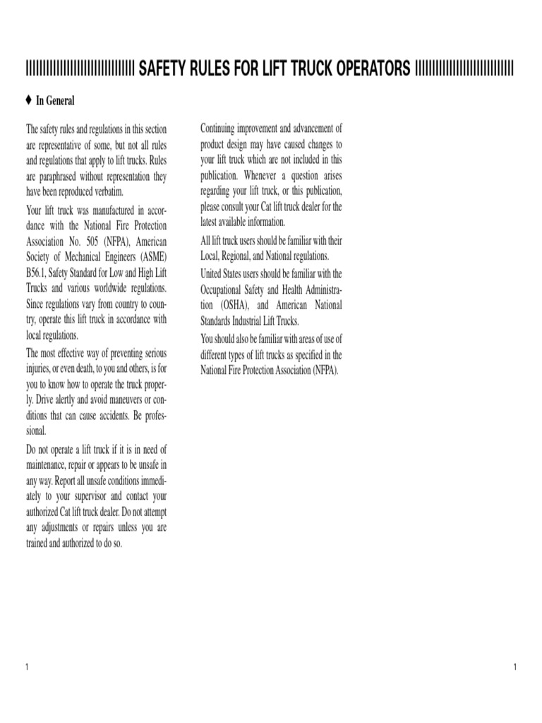 99710-80140-01 - Safety Rules For Lift Truck Operators | PDF | Forklift ...