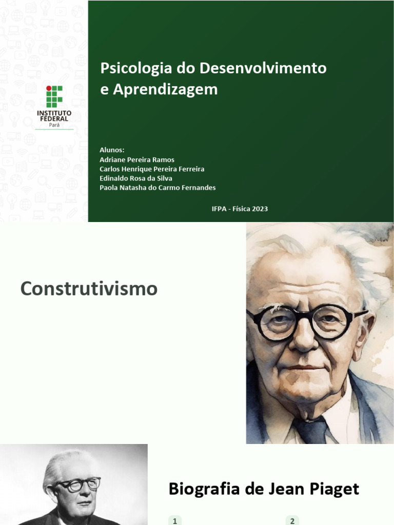 Teoria de Piaget e Construtivismo | PDF | Aprendizado | Construtivismo ...