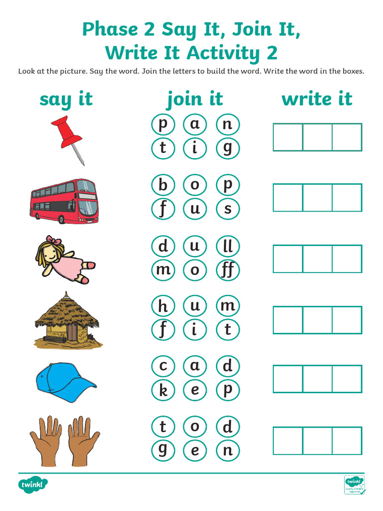 Say It, Join It, Write It Activity | PDF