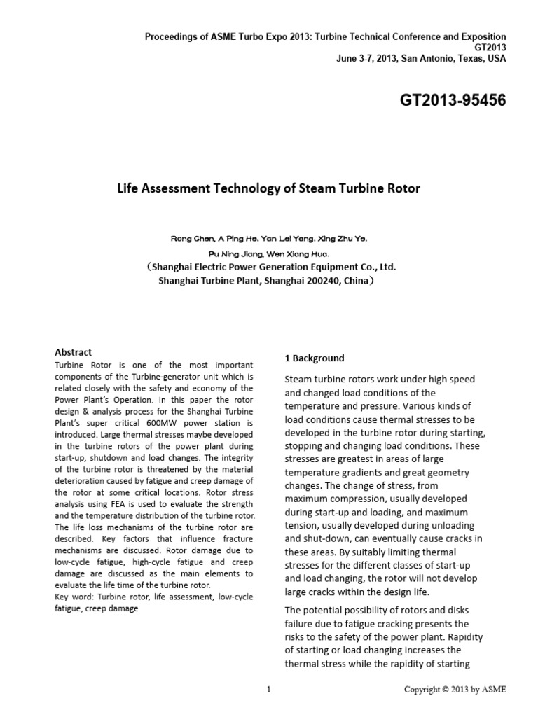 Life Assessment Technology of Steam Turbine Rotor | PDF | Deformation ...