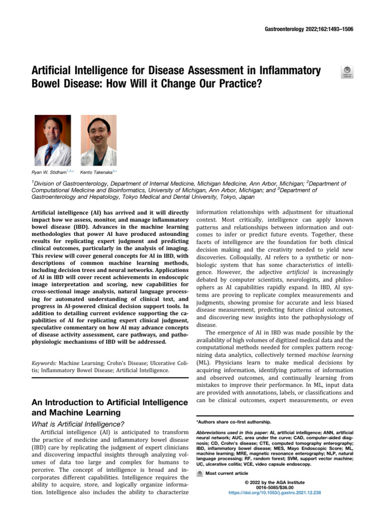 AI Transforming Inflammatory Bowel Disease | PDF | Machine Learning ...