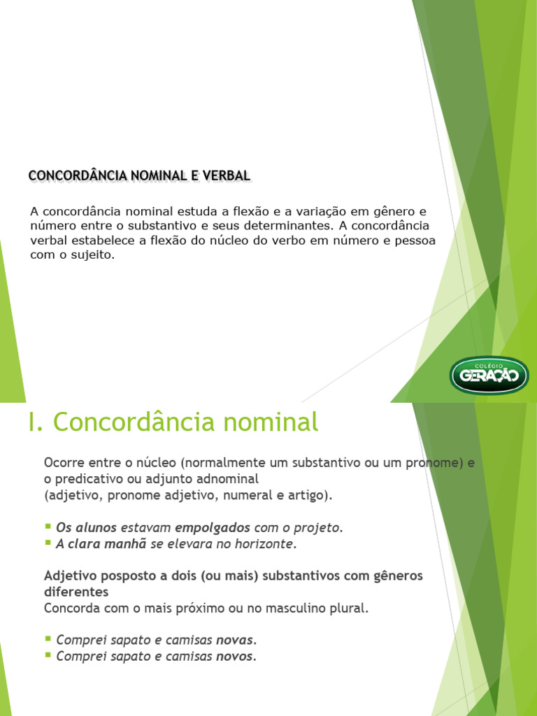 Concordância Nominal e Verbal - Material | PDF | Assunto (gramática ...