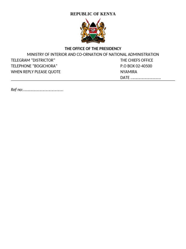 Chiefs Office Letterhead Template | PDF