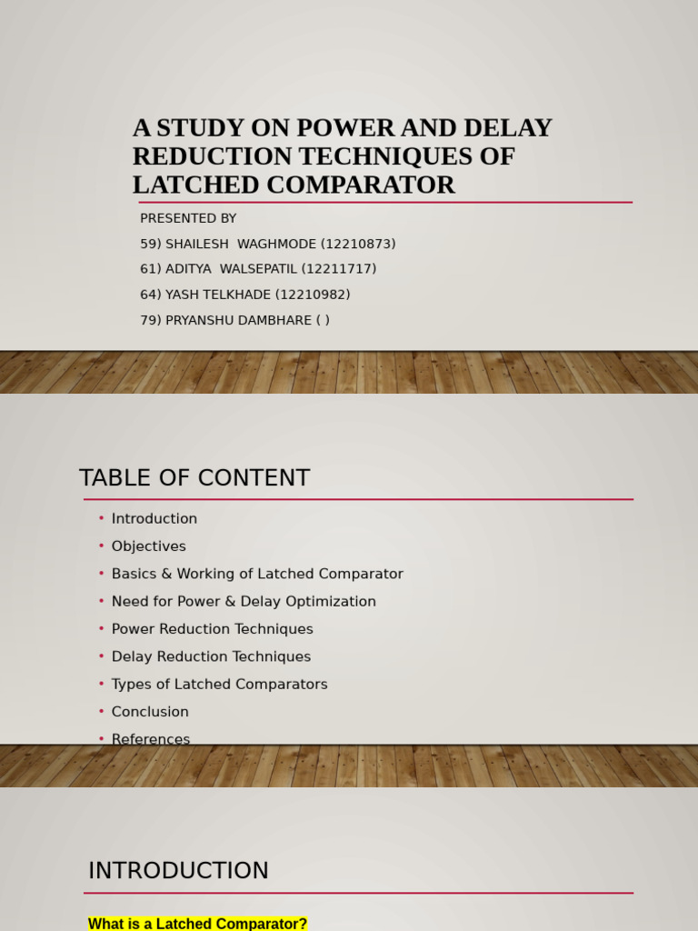 Power and Delay Optimization in Comparators | PDF | Analog To Digital ...